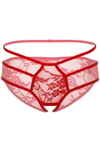 Jade Crotchless Bikini Panty Red Trosa med öppen gren