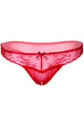 Miniatyrbild 3 av 3: Crotchless Floral Lace String Red Trosor med öppen gren