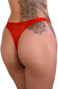 Miniatyrbild 2 av 3: Crotchless Floral Lace String Red Trosor med öppen gren