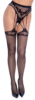 Miniatyrbild 1 av 2: Suspender String with Stockings - Black