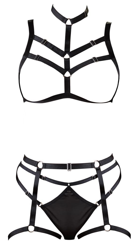 COTTELLI BONDAGE HARNESS SÆT SORT S/L