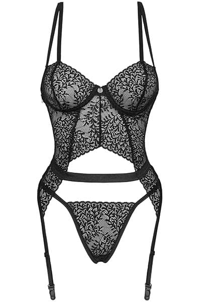 Obsessive Yaskana Corset Black Korsett og stringtruse
