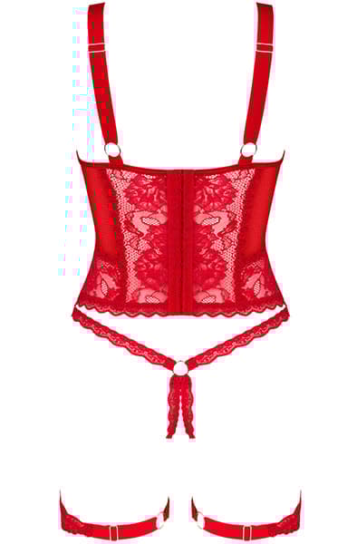 Obsessive Belovya Corset Red Korsett og stringtruse