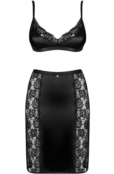 Obsessive Blanita Skirt & Bra Black seksikkäät alusvaatteet