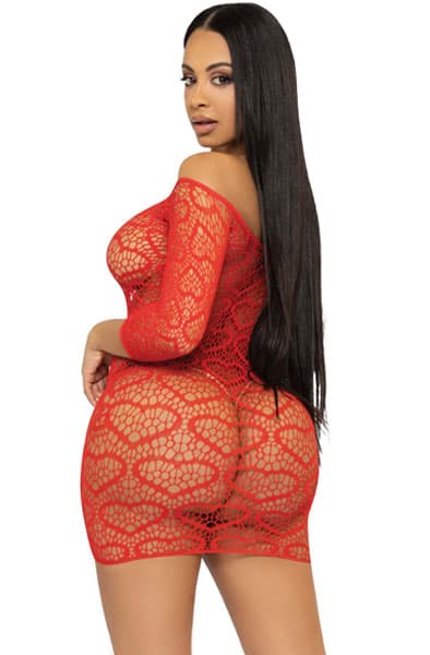 Leg Avenue Heart Net Mini Dress Red
