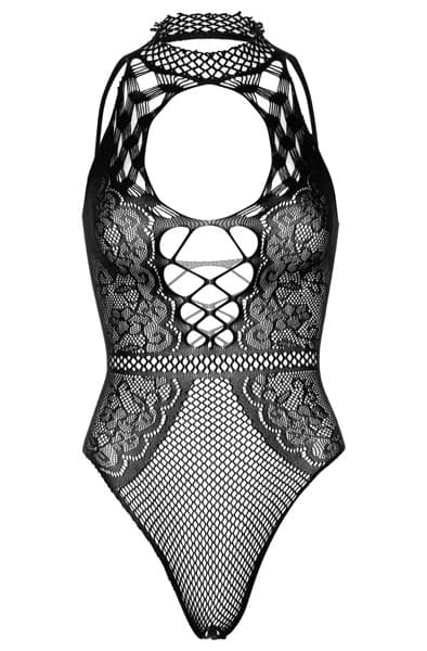 Net & Lace Keyhole Bodysuit Black Teddy
