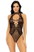 Miniatyrbilde 1 av 4: Net & Lace Keyhole Bodysuit Black Teddy