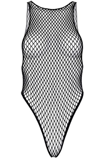 Net Snap Crotch Tank Bodysuit Black Teddy