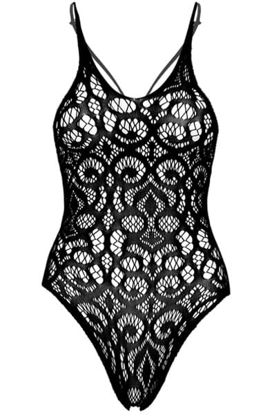 Seamless Scroll Lace Bodysuit Black