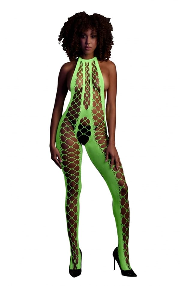 Grøn Bodystocking med Halterneck