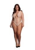 Miniatyrbilde 1 av 2: Beige V-Neck Teddy with Opaque Panels - plus Size