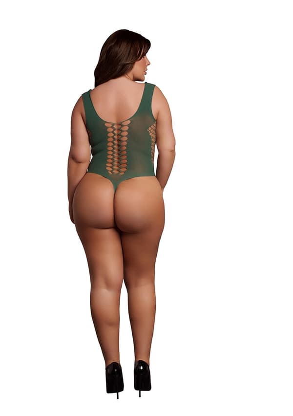Grøn Teddy V-udskæring - Plus size