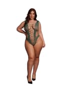 Miniatyrbillede 1 af 2: Grøn Teddy V-udskæring - Plus size