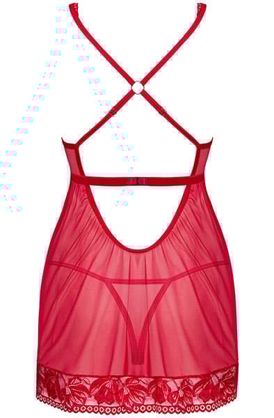 Obsessive Lacelove Babydoll & Thong Red Babydoll