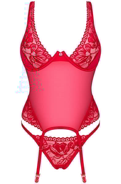 Obsessive Lacelove Corset Red Korset & g-streng