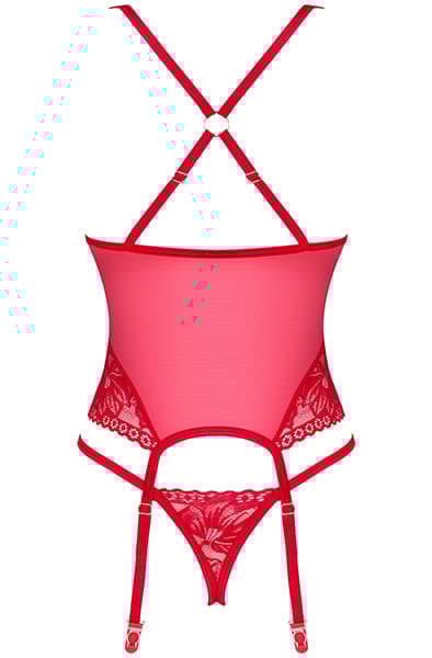 Obsessive Lacelove Corset Red Korset & g-streng