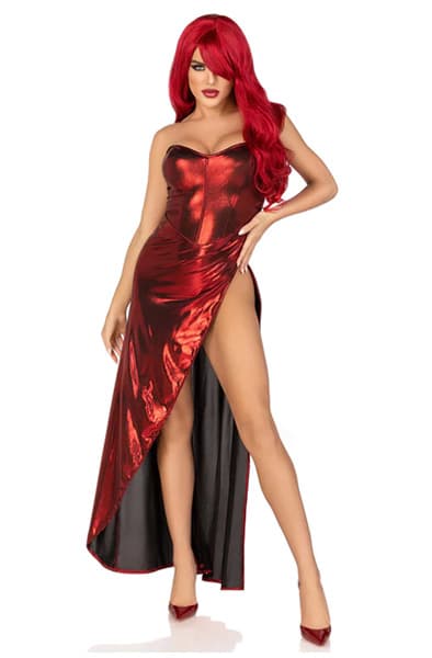 Leg Avenue Shimmer Bodysuit Red