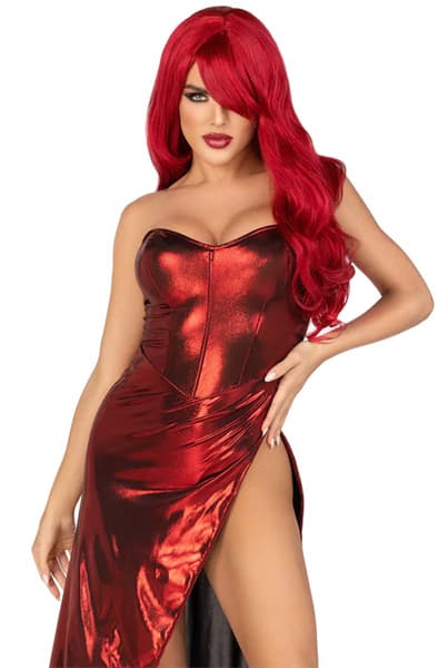 Leg Avenue Shimmer Bodysuit Red