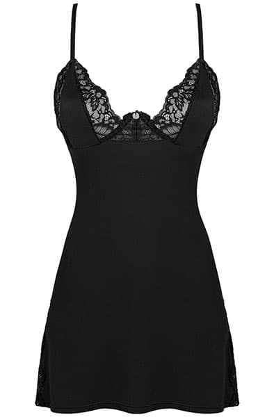 Obsessive Bellastia Chemise & Thong Black seksikkäät alusvaatteet