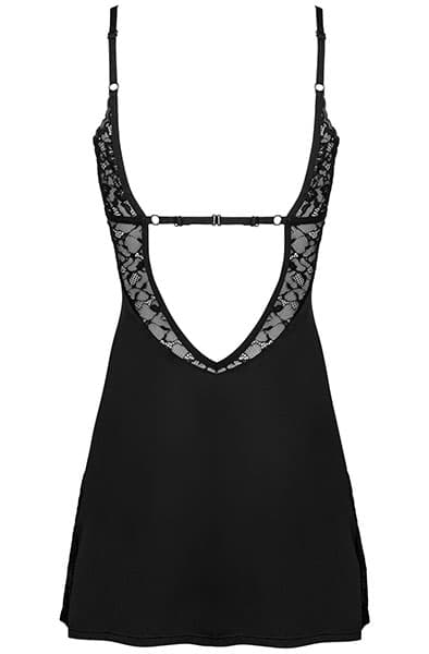 Obsessive Bellastia Chemise & Thong Black seksikkäät alusvaatteet