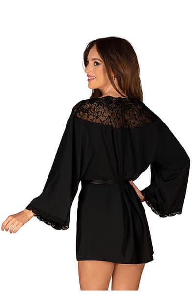 Obsessive Bellastia Peignoir Black Sexet undertøj