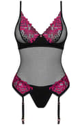 Miniatyrbild 3 av 5: Obsessive Rosenty Corset & Thong Korsett med stringtrosa