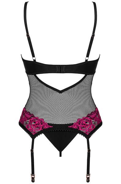 Obsessive Rosenty Corset & Thong Korsett med stringtrosa