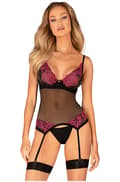 Miniatyrbild 1 av 5: Obsessive Rosenty Corset & Thong Korsett med stringtrosa