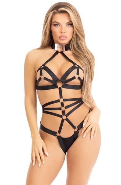 Kink Satin Elastic Crotchless Teddy Teddy Onesize