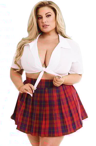 Sexy Queen Schoolgirl Top & Skirt Sexet skolepige Queensize