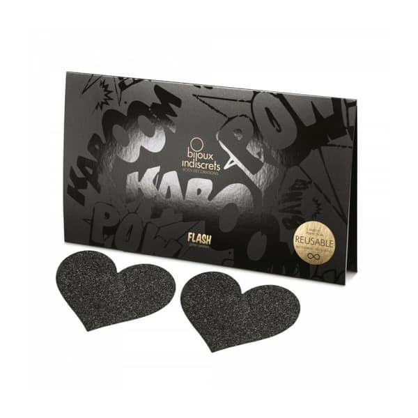 Mustat Flash Heart- nännikoristeet Bijoux Indiscrets 155 Musta