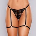 Miniatyrbillede 1 af 2: Say it with Garters - Lace Thong - Black