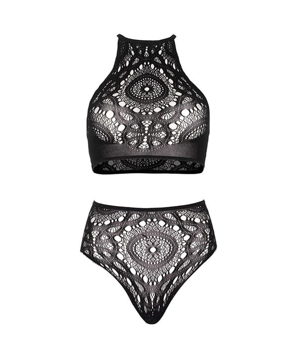 Leg Avenue - Crochet Blondetopp og Highwaist underdel