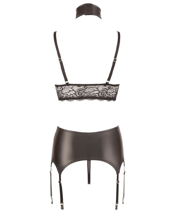 Cottelli Collection - BH- og Suspendersett m/ Collar og Cuffs