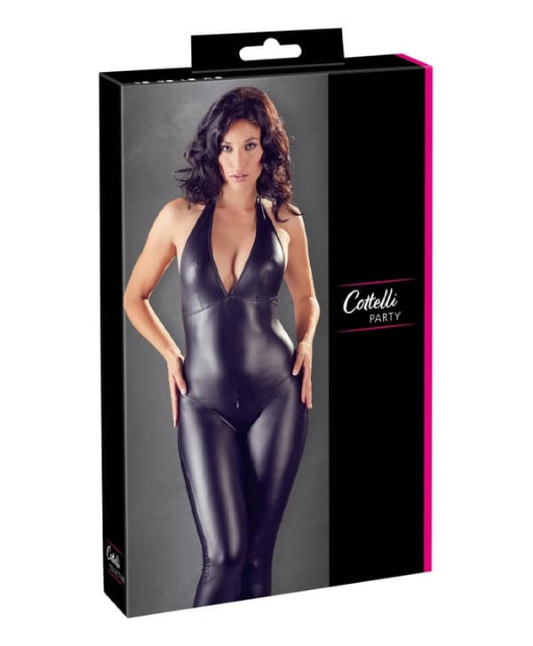 Sexy Wetlook Catsuit m/ Åpent Skritt
