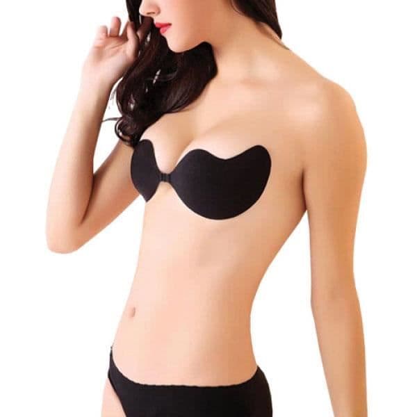SHOP-STORY - Osynlig axelbandslös självhäftande BH med Push Up-effekt för perfekt klyvning och sexig look - Cup A/B SVART