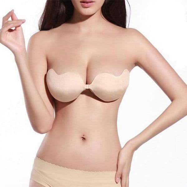 SHOP-STORY - Osynlig axelbandslös självhäftande BH med Push Up-effekt för perfekt klyvning och sexig look - Cup A/B BEIGE