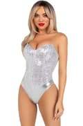 Miniatyrbillede 2 af 4: Sequin Boned Bodysuit Silver Bodies & playsuits
