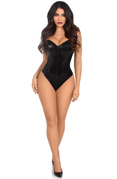 Sequin Boned Bodysuit Black Bodies & playsuits