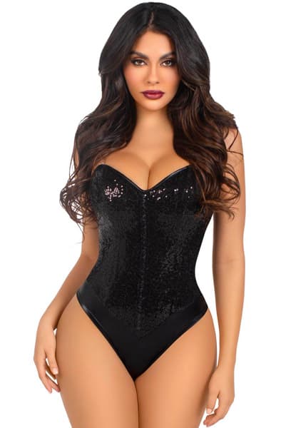 Sequin Boned Bodysuit Black Bodies & playsuits M