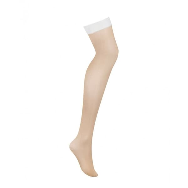 Nylonstrømper med strømpebånd Obsessive S814 Hvid S/M