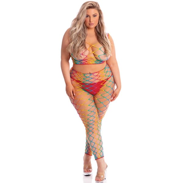 Bodystocking Pink Lipstick Multifarvet (XL)