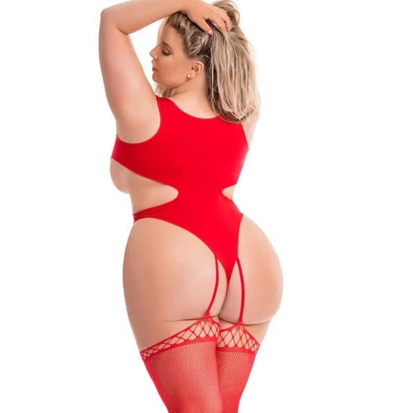 Bodystocking Pink Lipstick Rød (L)