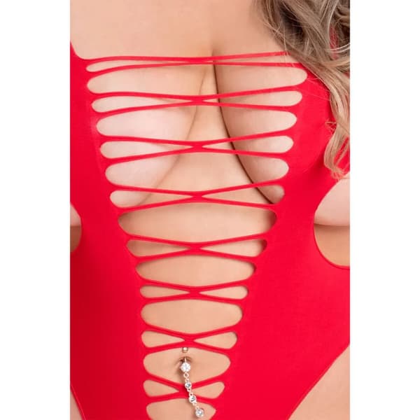 Bodystocking Pink Lipstick Rød (L)