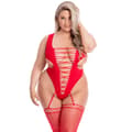 Miniatyrbillede 2 af 6: Bodystocking Pink Lipstick Rød (L)