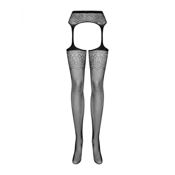 Strumpbyxa med strumpebandshållare Obsessive S207 XL/XXL Svart