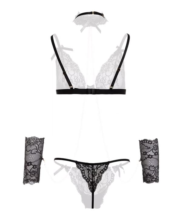 4-piece soft bondage set with pearls Mea