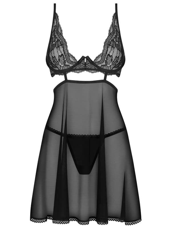 Obsessive Nutris Babydoll & Thong Black Babydoll