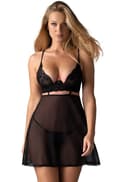 Miniatyrbild 1 av 6: Obsessive Nutris Babydoll & Thong Black Babydoll