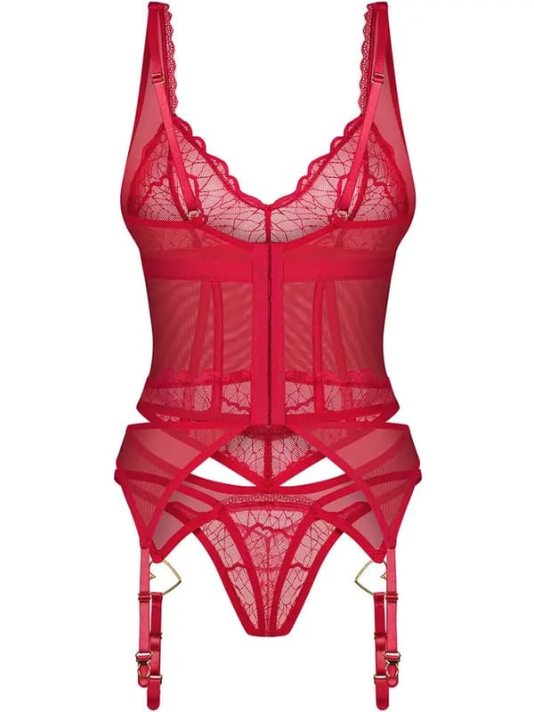 Obsessive Cupide Desir Corset & Thong Red
